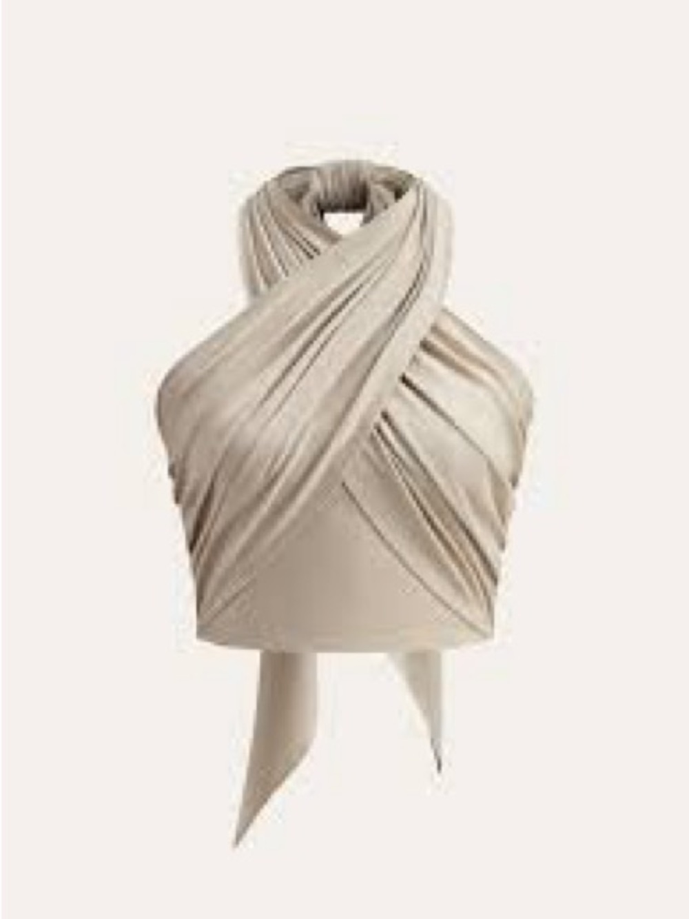COMMENSE Multi-Way Convertible Wrap Crop Top Khaki Beige Tan Medium NWT